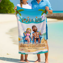 Load image into Gallery viewer, You &amp; Me Beach Towel - Personalized Gifts for Couples Beach Towel PopCulturePrints

