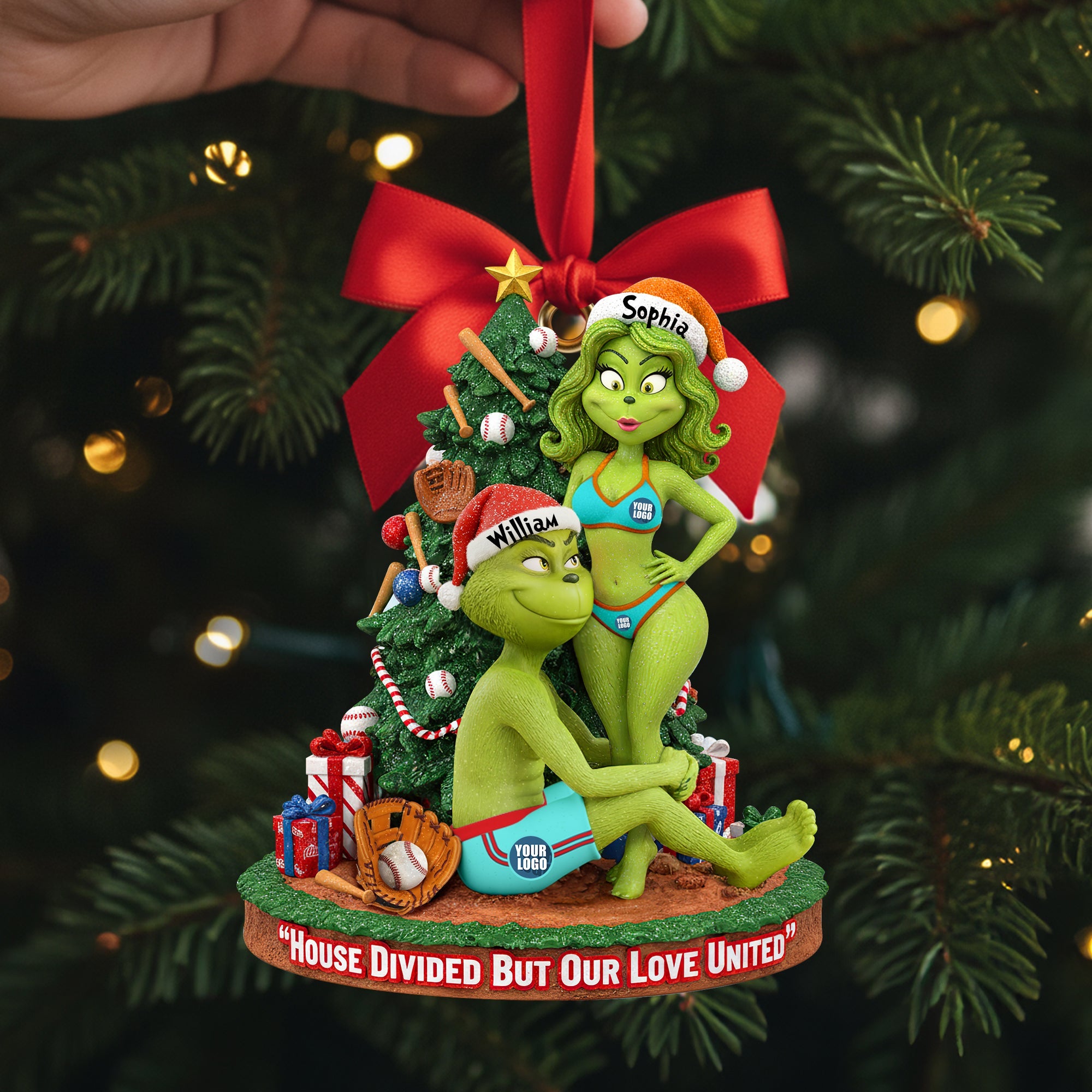 "House Divided But Our Love United" - Personalized Baseball Couple Ornament - Unique Gift for Couples Ornament PopCulturePrints