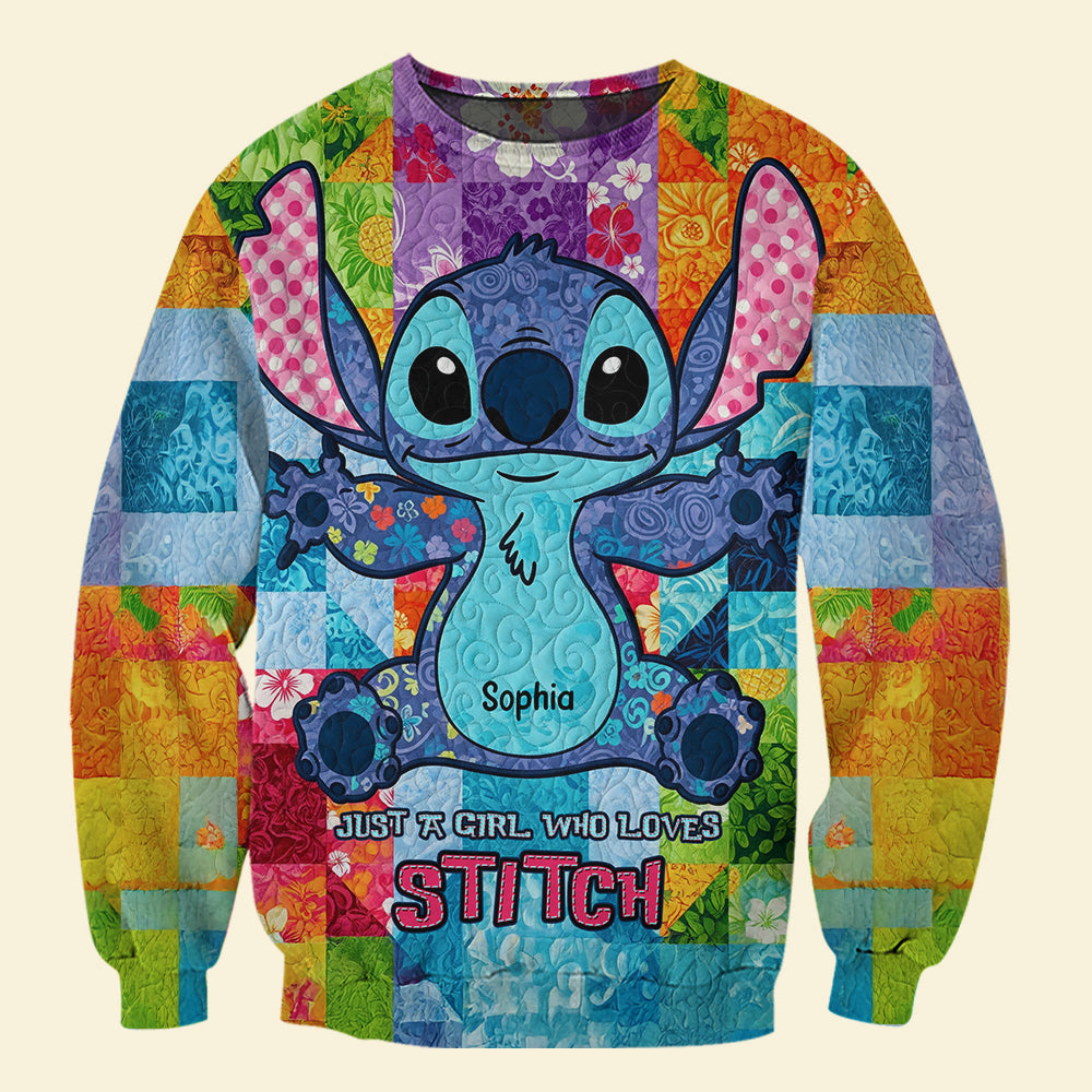 “Just A Girl Who Loves Stitch” - Personalized Cute Blue Monster Shirt - Custom Gifts for Movie Lovers AOP Products PopCulturePrints