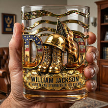 Load image into Gallery viewer, "A Toast to Our Heroes" - Proud Veteran Dad Drinking Glass - Custom Personalized Gift for Dads, Grandpas and Veterans Glass PopCulturePrints
