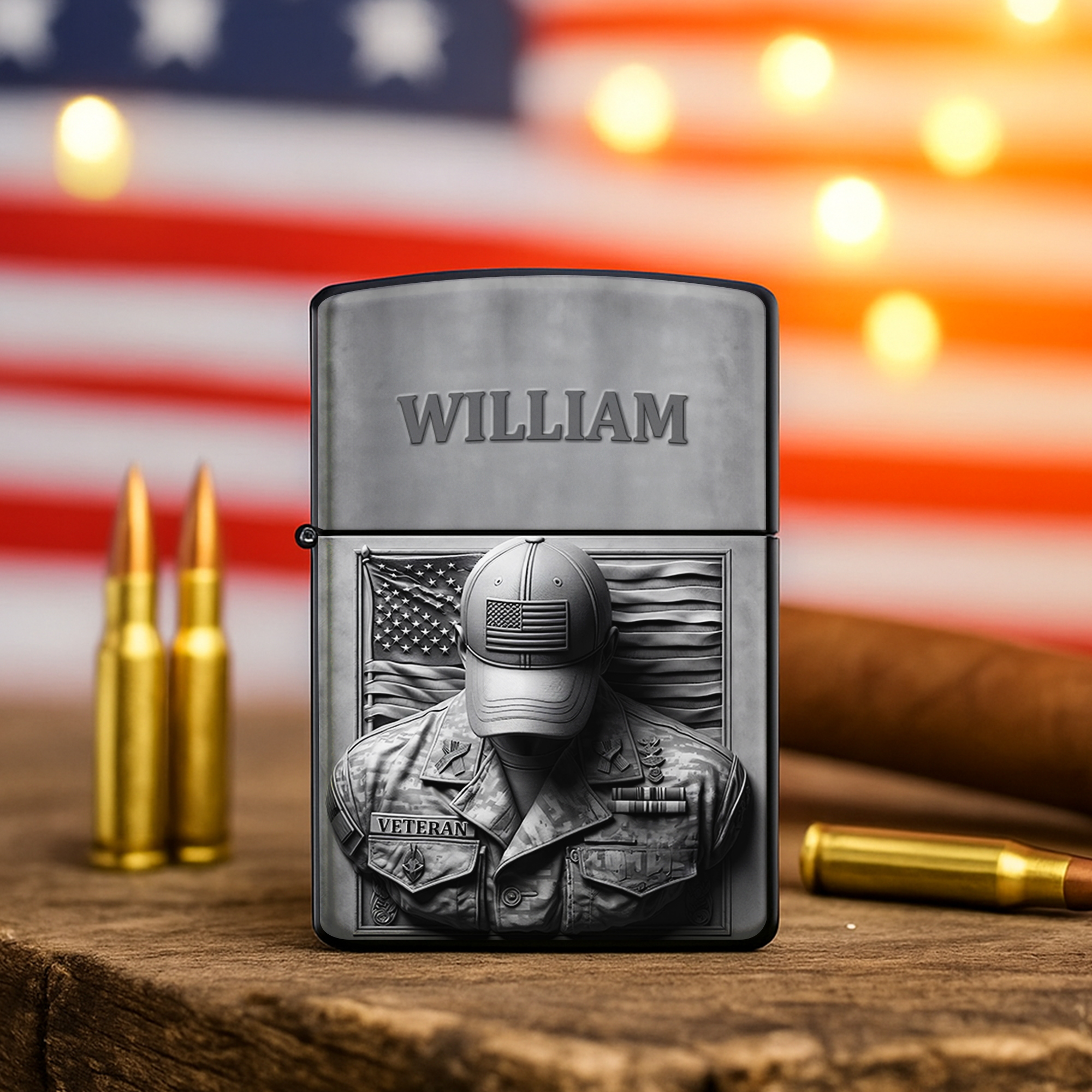 Honor Their Service - Personalized Patriot Veteran Lighter - Custom Gift for Veterans, Friends, Family Lighter PopCulturePrints