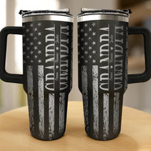 Load image into Gallery viewer, &quot;We Love You, Dad!&quot; - Personalized Stars &amp; Stripes 40oz Tumbler - Custom Gift for Dad and Grandpa Engraved 40oz Tumbler PopCulturePrints
