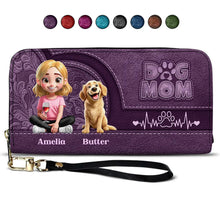Load image into Gallery viewer, &quot;Every dog mom deserves a special gift&quot; - Personalized Leather Long Wallet for Dog Lovers, Perfect for Any Occasion! Leather Long Wallet PopCulturePrints
