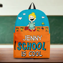 Load image into Gallery viewer, Personalized Kid&#39;s Backpack - &#39;School Is Cool&#39; Design
