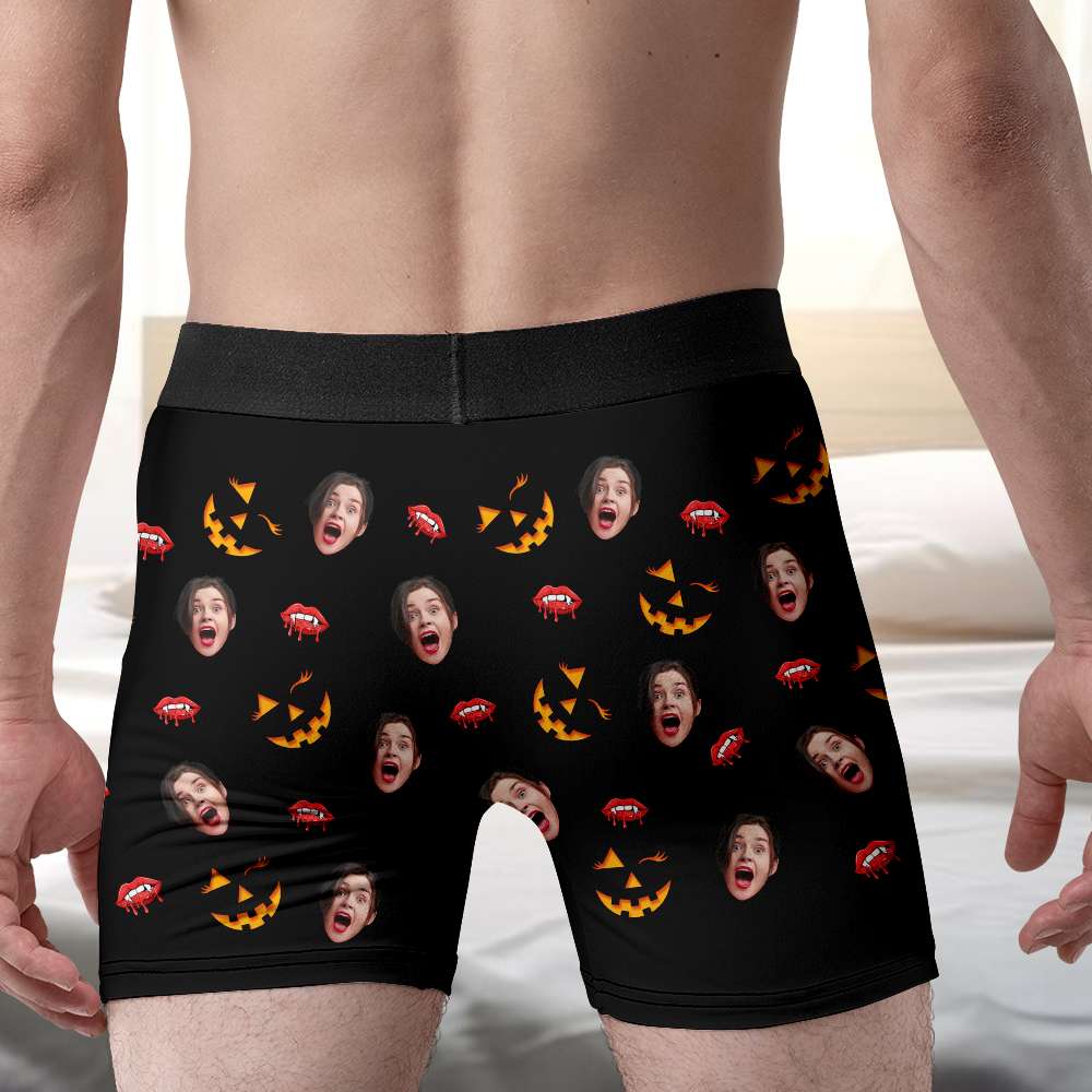 Personalized Halloween Boxer Briefs - Custom Photo Gift for Couples