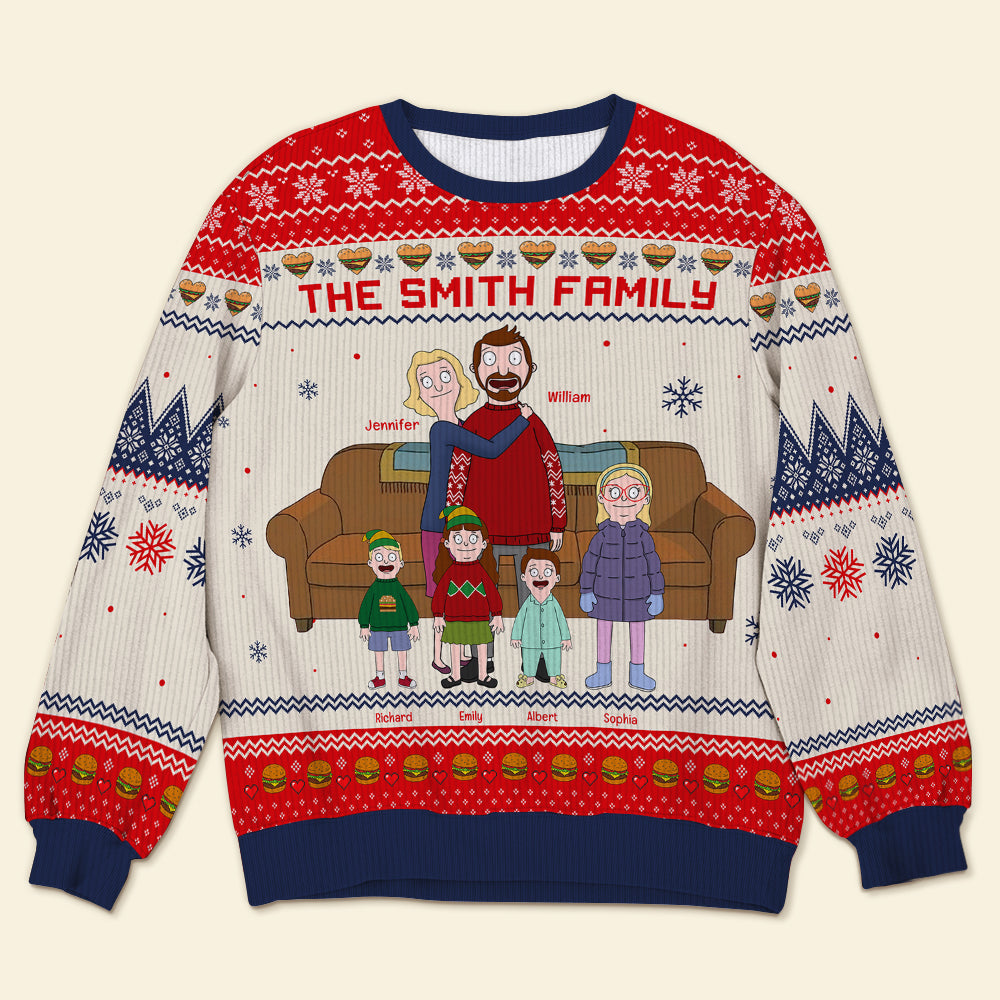 Personalized Family Cartoon Ugly Christmas Sweatshirt