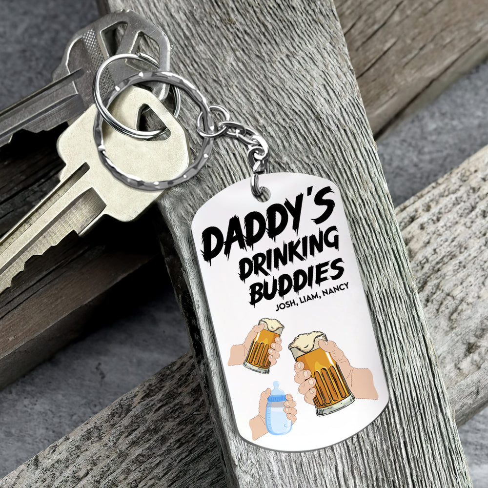 Custom 'Daddy's Drinking Buddies' Keychain - Personalized Gift for Dad Keychains PopCulturePrints