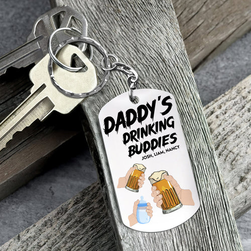 Custom 'Daddy's Drinking Buddies' Keychain - Personalized Gift for Dad Keychains PopCulturePrints