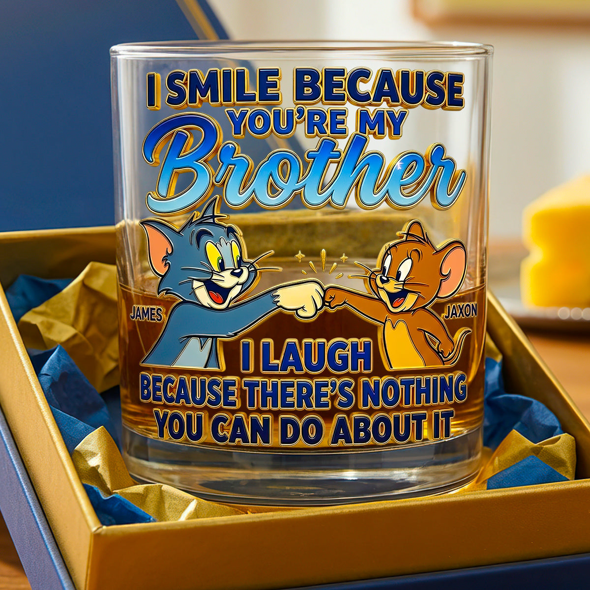 I Smile Because You're My Brother - Funny Personalized Round Glass Gift