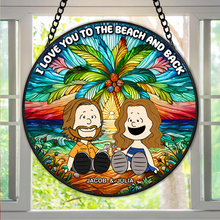 Load image into Gallery viewer, Custom Beach-Themed Stained Glass Art for Couples - Perfect Personalized Valentine&#39;s Day Gifts Ornament PopCulturePrints
