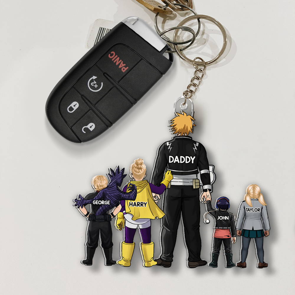 “Super Dad - The Best Gift for Every Dad!” - Personalized Keychain for Dad, Grandpa, or Papa Keychains PopCulturePrints