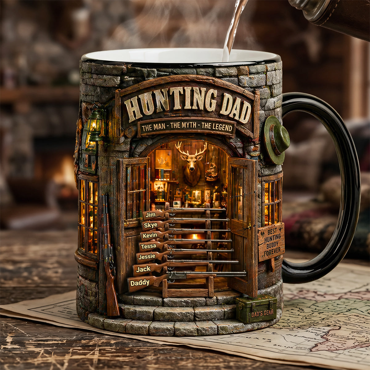 Hunting Dad: The Man, The Myth, The Legend - Personalized Magic Mug for Dads and Grandpas Coffee Mug PopCulturePrints