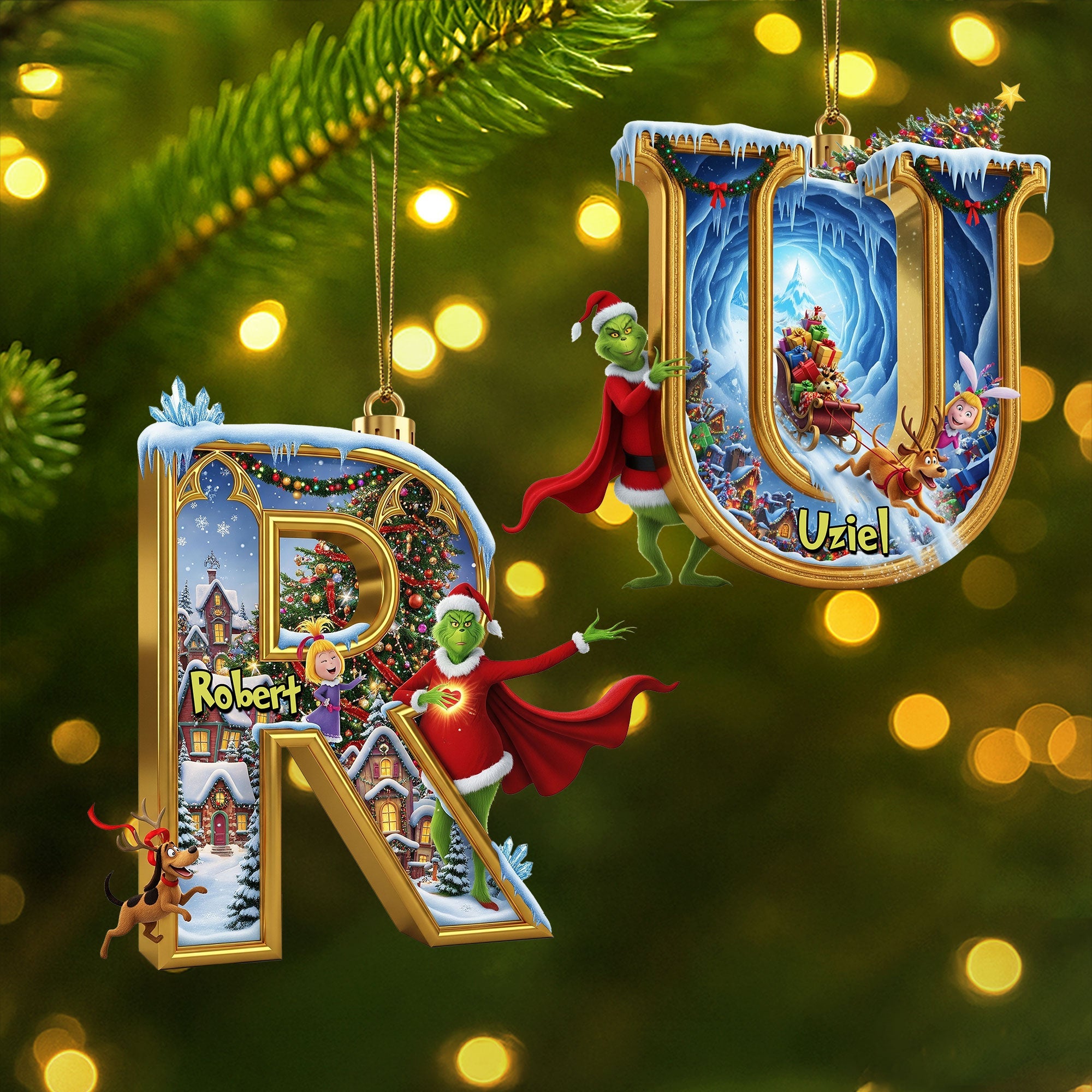 Celebrate with Laughter: Funny Green Guy Ornament - Personalized Letter Gifts for Everyone! Ornament PopCulturePrints