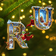 Load image into Gallery viewer, Celebrate with Laughter: Funny Green Guy Ornament - Personalized Letter Gifts for Everyone! Ornament PopCulturePrints
