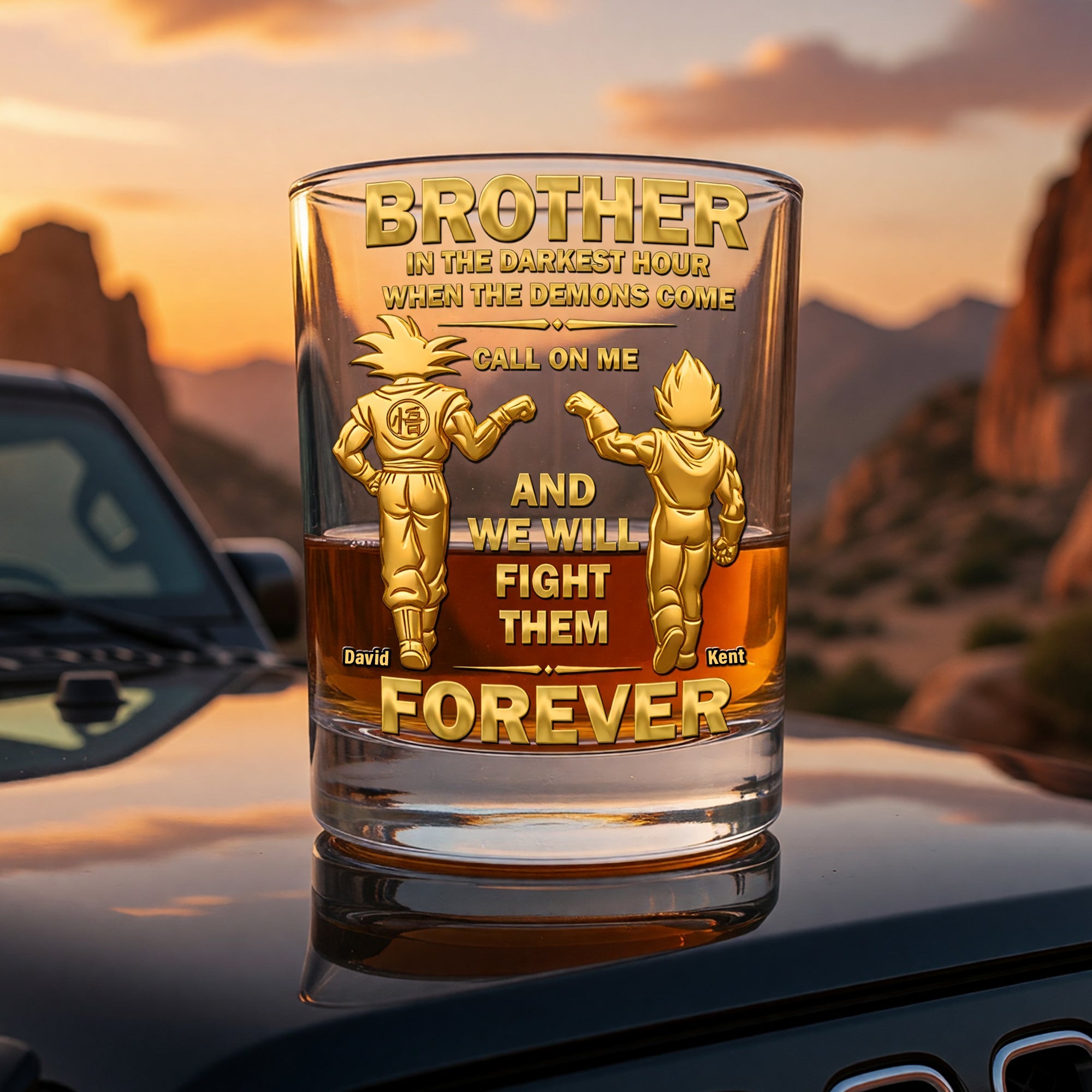 Brotherhood: 'In the Darkest Hour, Call on Me' - Personalized Round Glass Gift for Brothers Glass PopCulturePrints