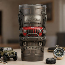 Load image into Gallery viewer, Adventure Awaits: It's a Jeep Thing - Personalized Travel Tumbler for Off-road Enthusiasts Tumbler Cup PopCulturePrints
