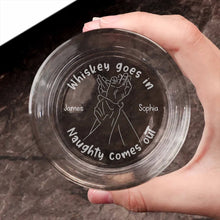 Load image into Gallery viewer, Personalized Couple Whiskey Glass - Naughty &amp; Nice Whiskey Glass PopCulturePrints
