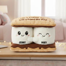 Load image into Gallery viewer, "Life is S'MORE fun with a friend like YOU!" - Personalized Marshmallow Besties Pillow - A Perfect Gift for Friends, Besties, and Any Special Occasion Pillow PopCulturePrints
