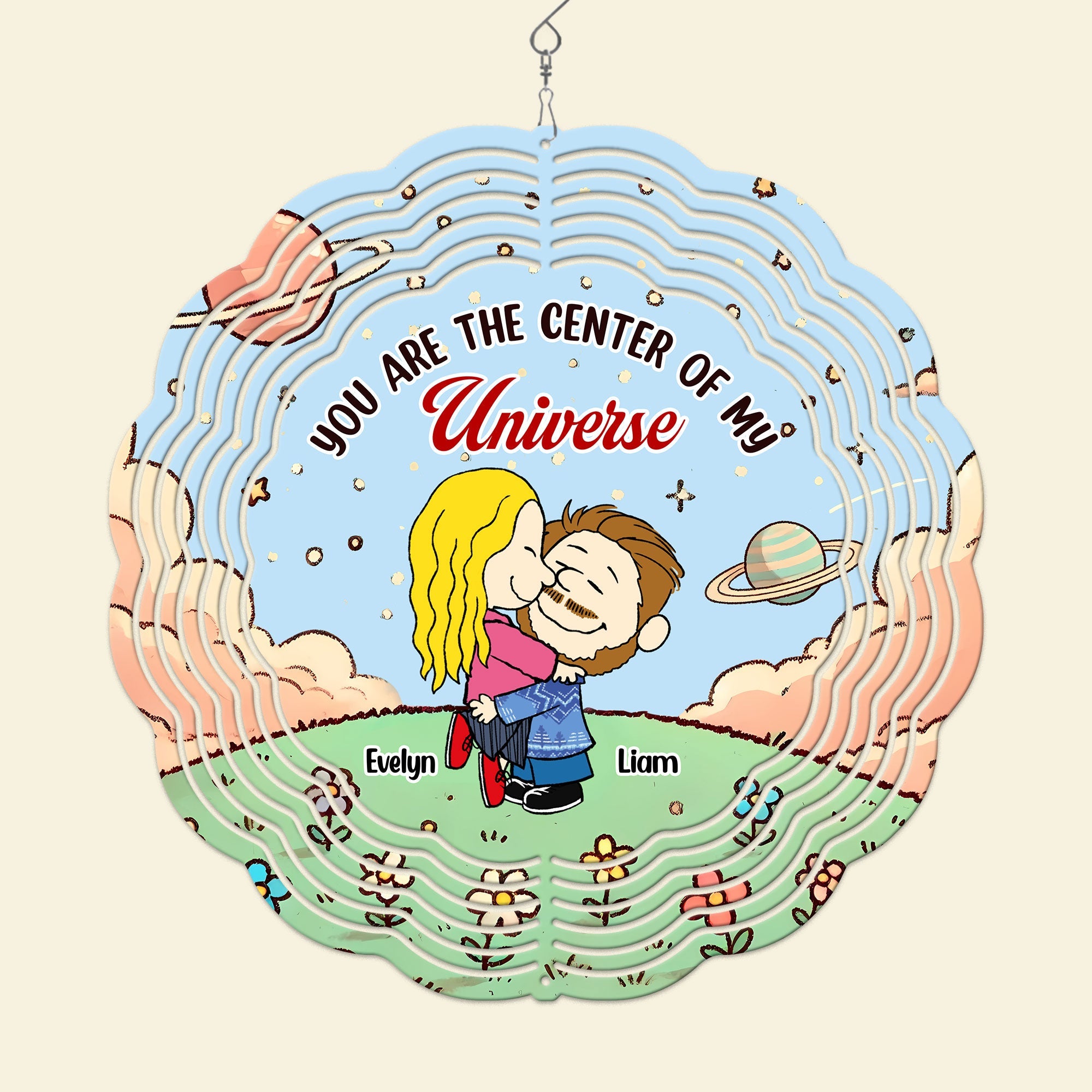 Personalized Wind Spinner for Couples - You Are the Center of My Universe Ornament PopCulturePrints
