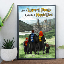 Load image into Gallery viewer, Personalized Wizard Family Poster - Just a Wizard Family Living in a Muggle World
