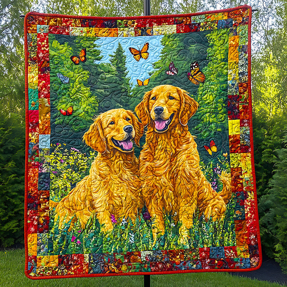 Golden Retriever Christmas Quilt Bed Set for Dog Lovers Blanket PopCulturePrints
