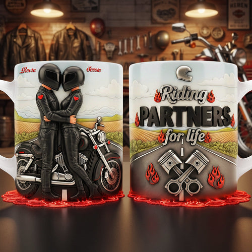 Riding Partners for Life - Personalized Biker Couple Coffee Mug Coffee Mug PopCulturePrints