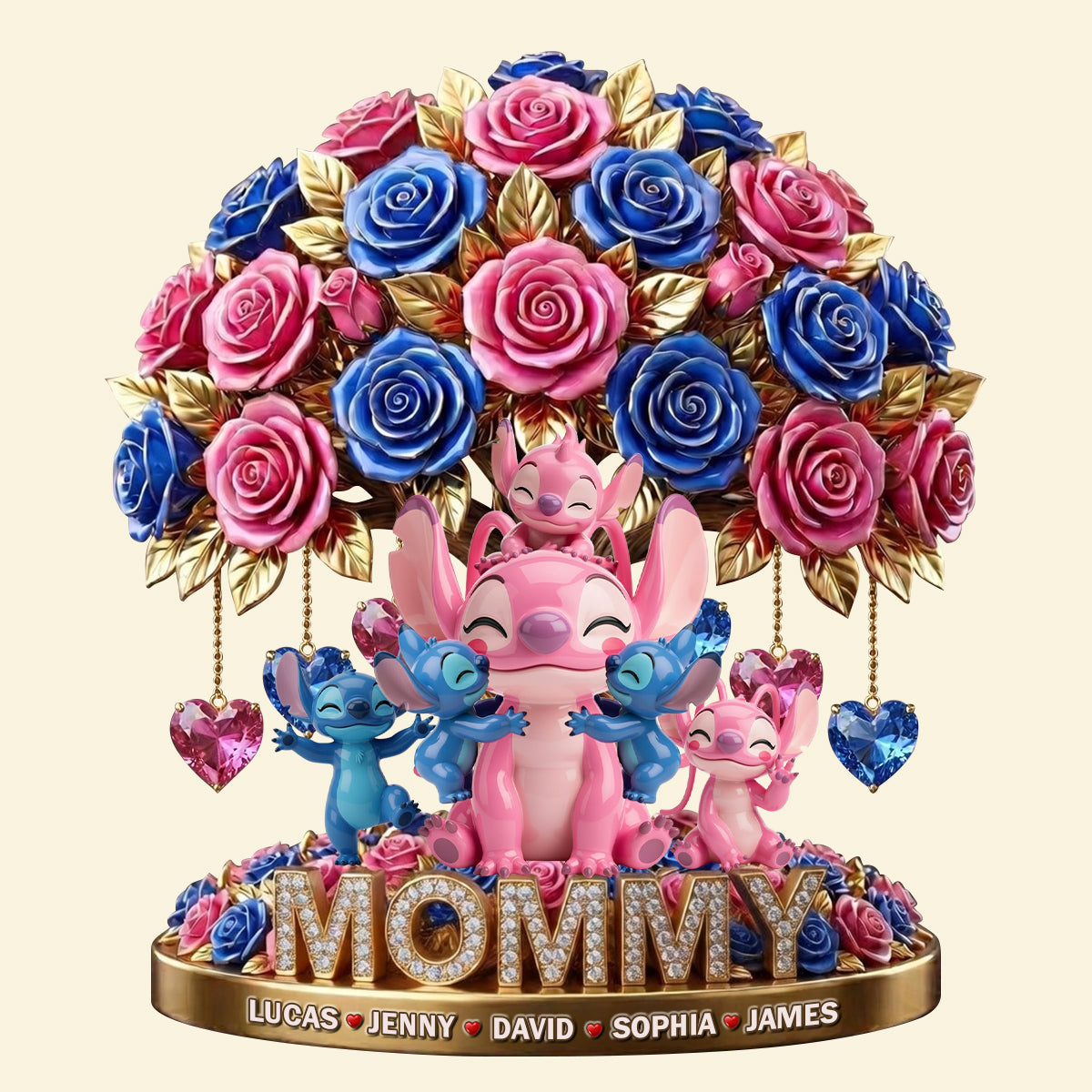 To Mom, With All My Love - Cute Mommy Pink Aliens Flower Acrylic Plaque - Personalized Gifts for Mother's Day Shaped Plaques PopCulturePrints