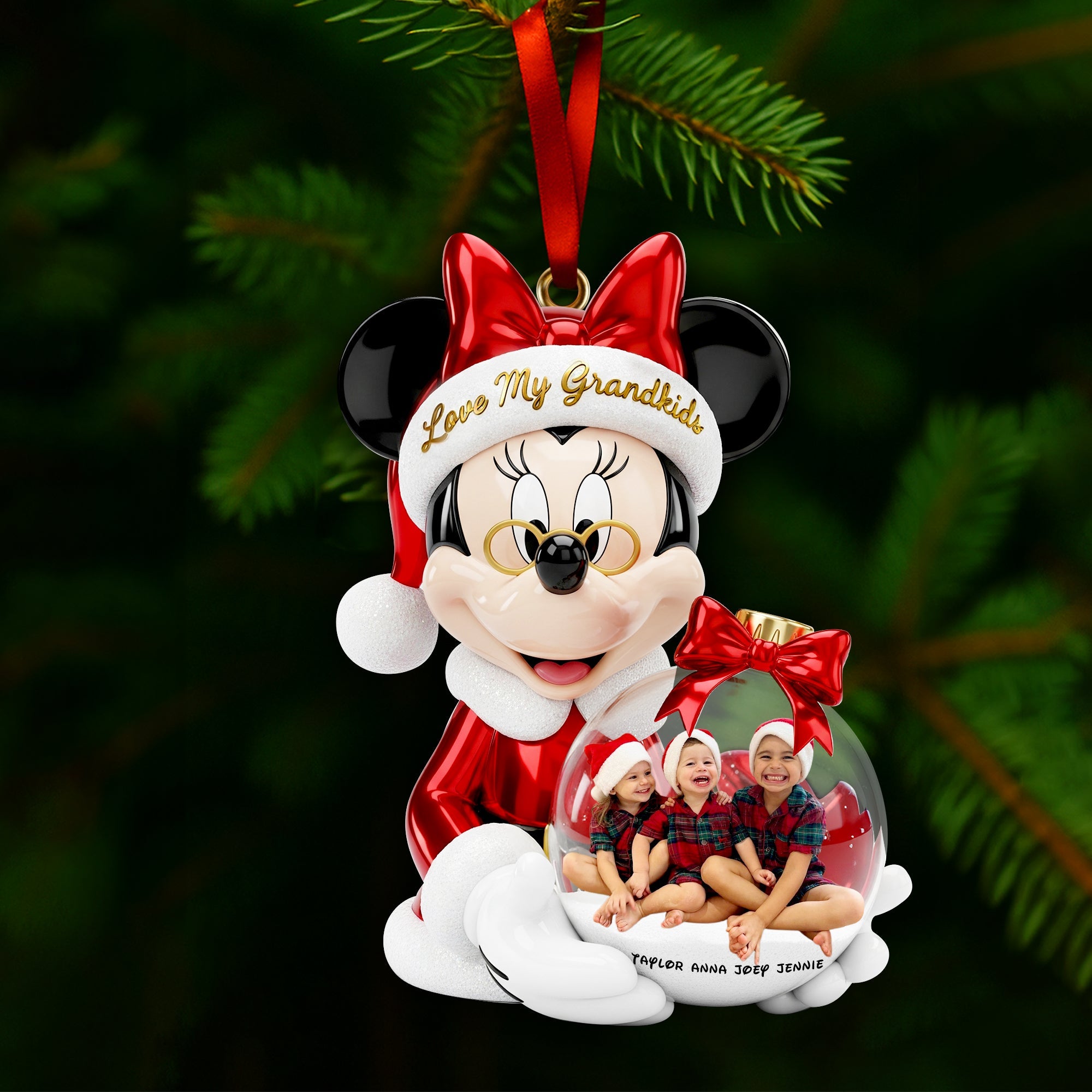 "Treasure Every Moment with Grandkids" - Personalized Custom Photo Ornament - Perfect Gift for Grandparents, Kids, and Families Ornament PopCulturePrints