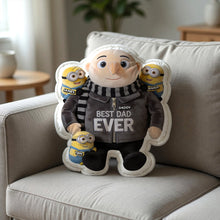 Load image into Gallery viewer, “Best Dad Ever” - Playful Yellow Dad Shaped Pillow - Personalized Gifts For Dads Pillow PopCulturePrints
