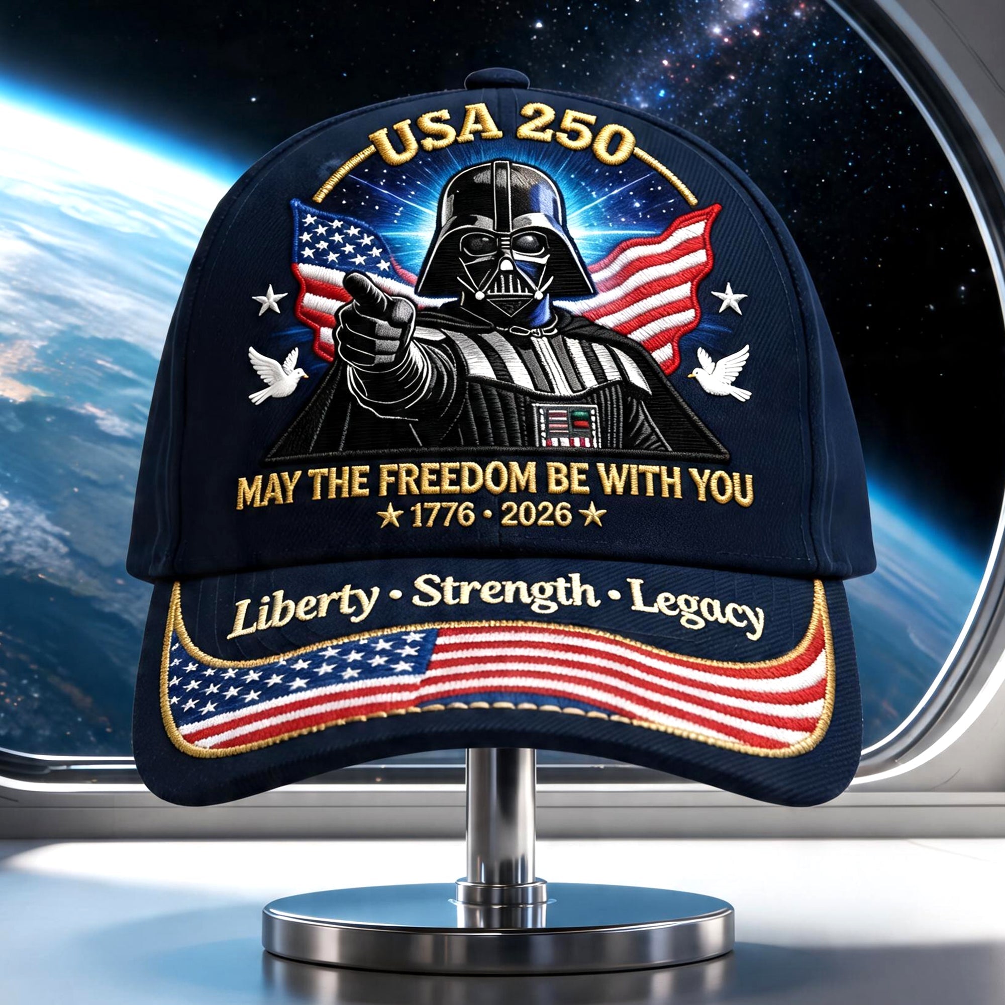 “May the Freedom Be With You” - Celebrated America 250th Anniversary Classic Cap - Personalized Gift for Patriots