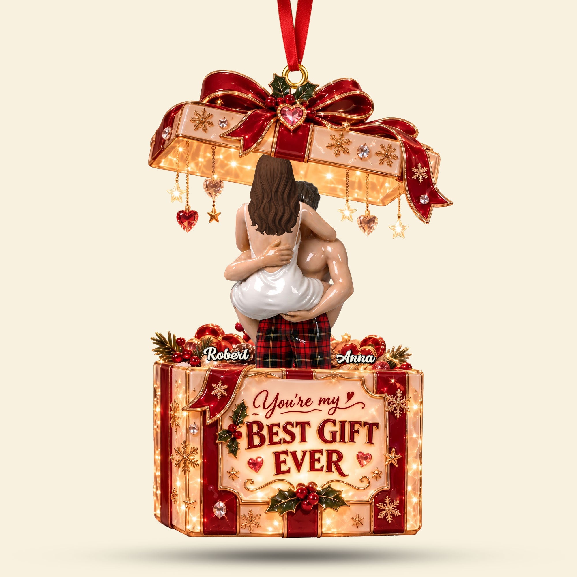 You're My Best Gift Ever - Romantic Personalized Christmas Ornament for Couples