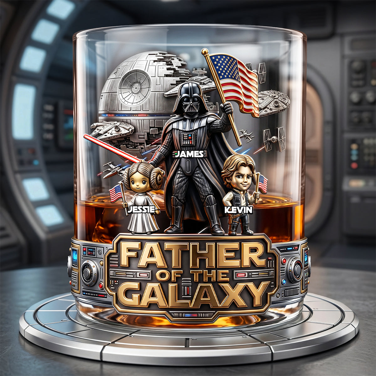 "Space Adventure Awaits - Personalized Round Glass Gift for Dad, Grandpa, and More!" Glass PopCulturePrints