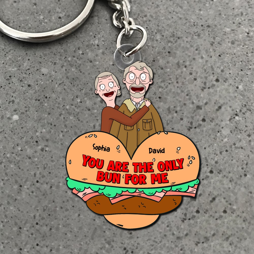 Personalized Funny Burger Couple Keychain – Custom Gift