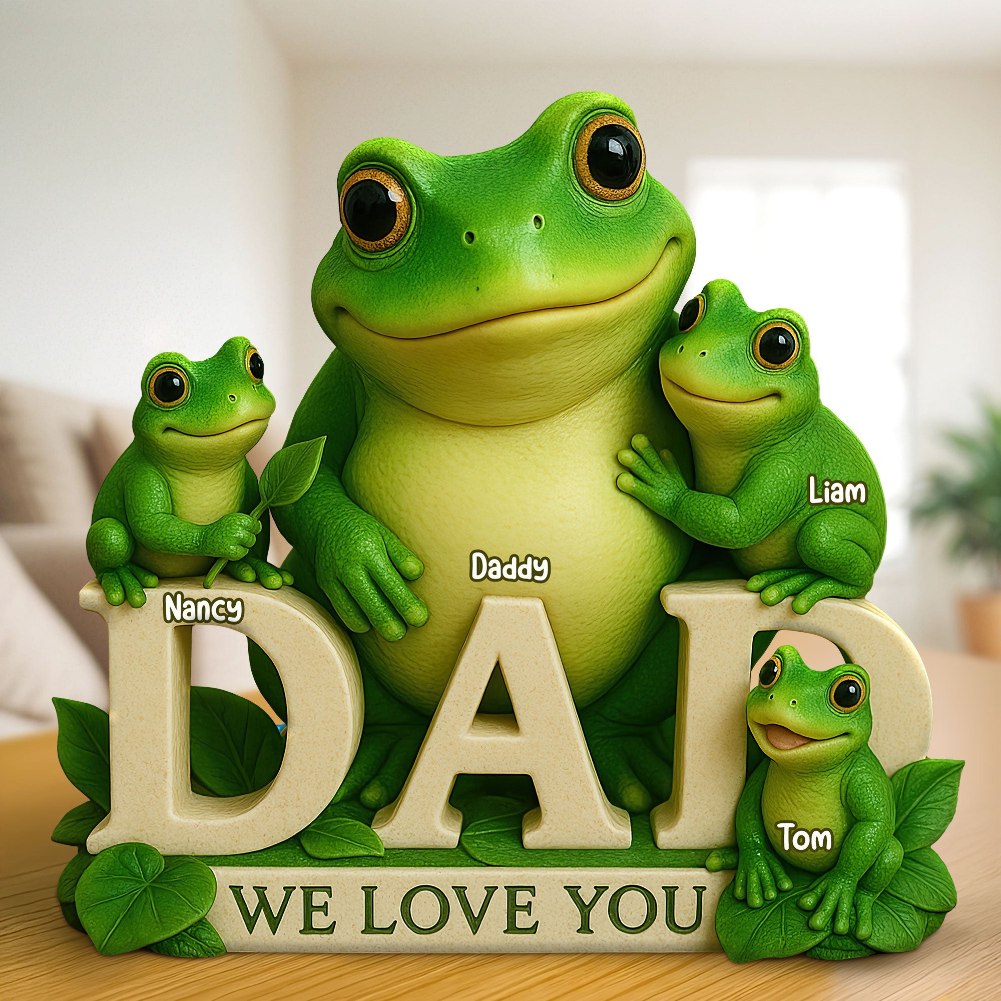 We Love You, Dad! - Personalized Frog Dad Plaque - Unique Gift for Dad, Grandpa & Family Shaped Plaques PopCulturePrints