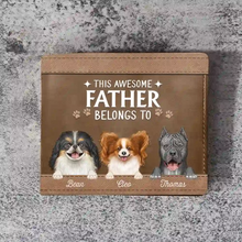 Load image into Gallery viewer, This Awesome Dog Dad Belongs To - Personalized Leather Wallet Bifold Wallet PopCulturePrints
