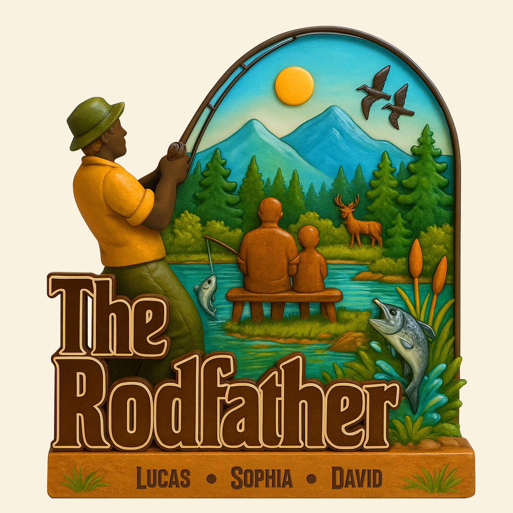 "The Perfect Gift for Fishing Enthusiasts - Personalized Fishing Lovers Plaque for Dad, Grandpa, and Any Angler!" Shaped Plaques PopCulturePrints