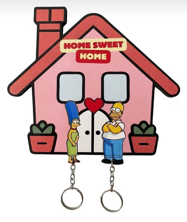 Personalized Home Sweet Home Themed Key Holder with Cartoon Characters