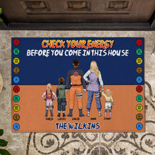 Load image into Gallery viewer, Custom Anime Family Doormat - Check Your Energy Doormat PopCulturePrints
