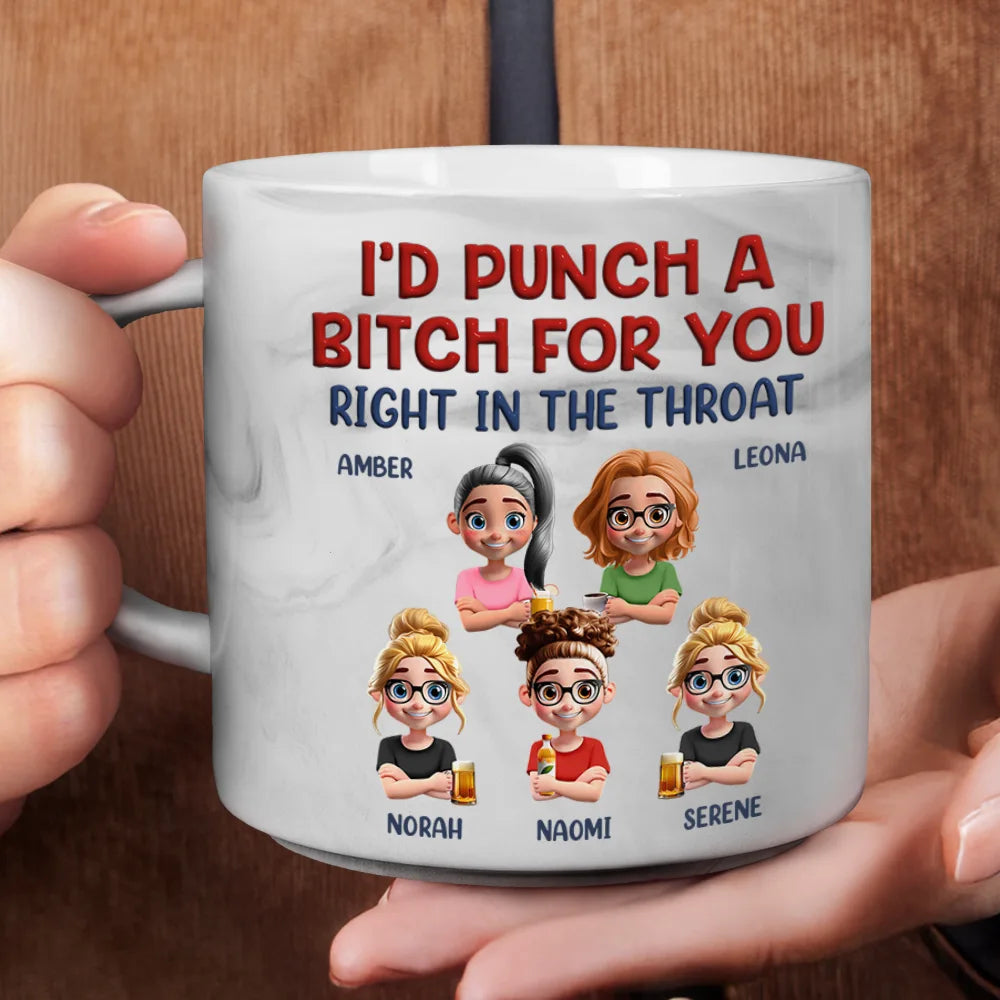 I'd Punch A Bitch For You - Personalized Marble Mug Marble Mug PopCulturePrints