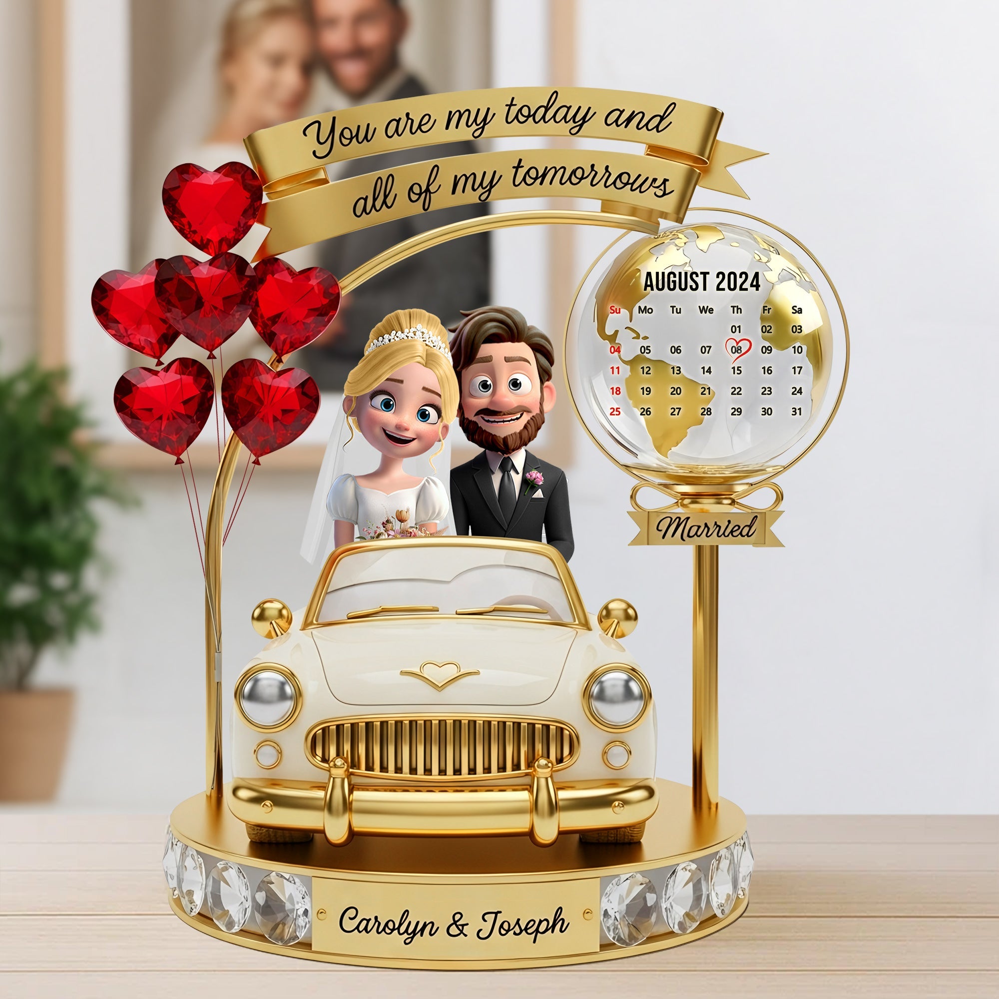 You Are My Today and All of My Tomorrows - Personalized Anniversary Couple Plaque Shaped Plaques PopCulturePrints