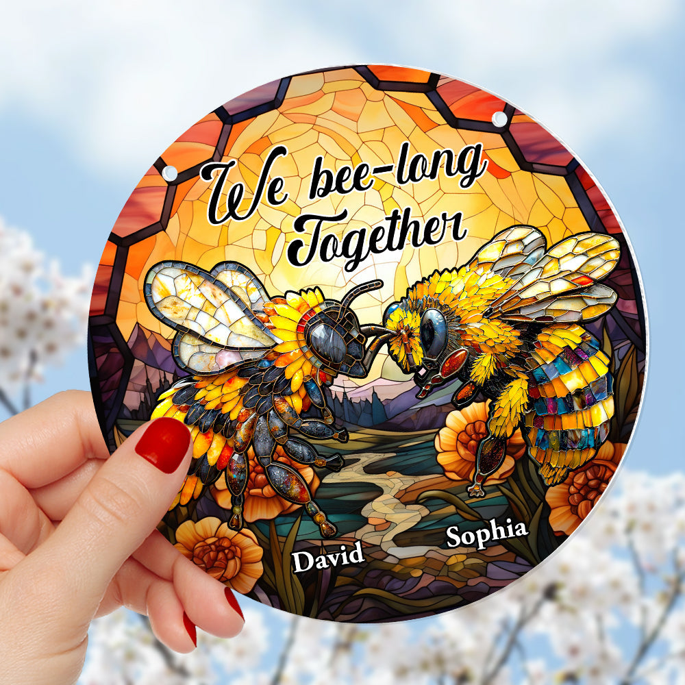 Personalized 'Bee-long Together' Suncatcher Ornament for Couples