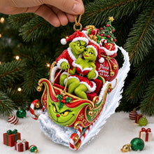 Load image into Gallery viewer, “Spreading Cheer with a Fun Twist” - Fun Mischievous Snow Ride Acrylic Ornament, Personalized Gift for Couples
