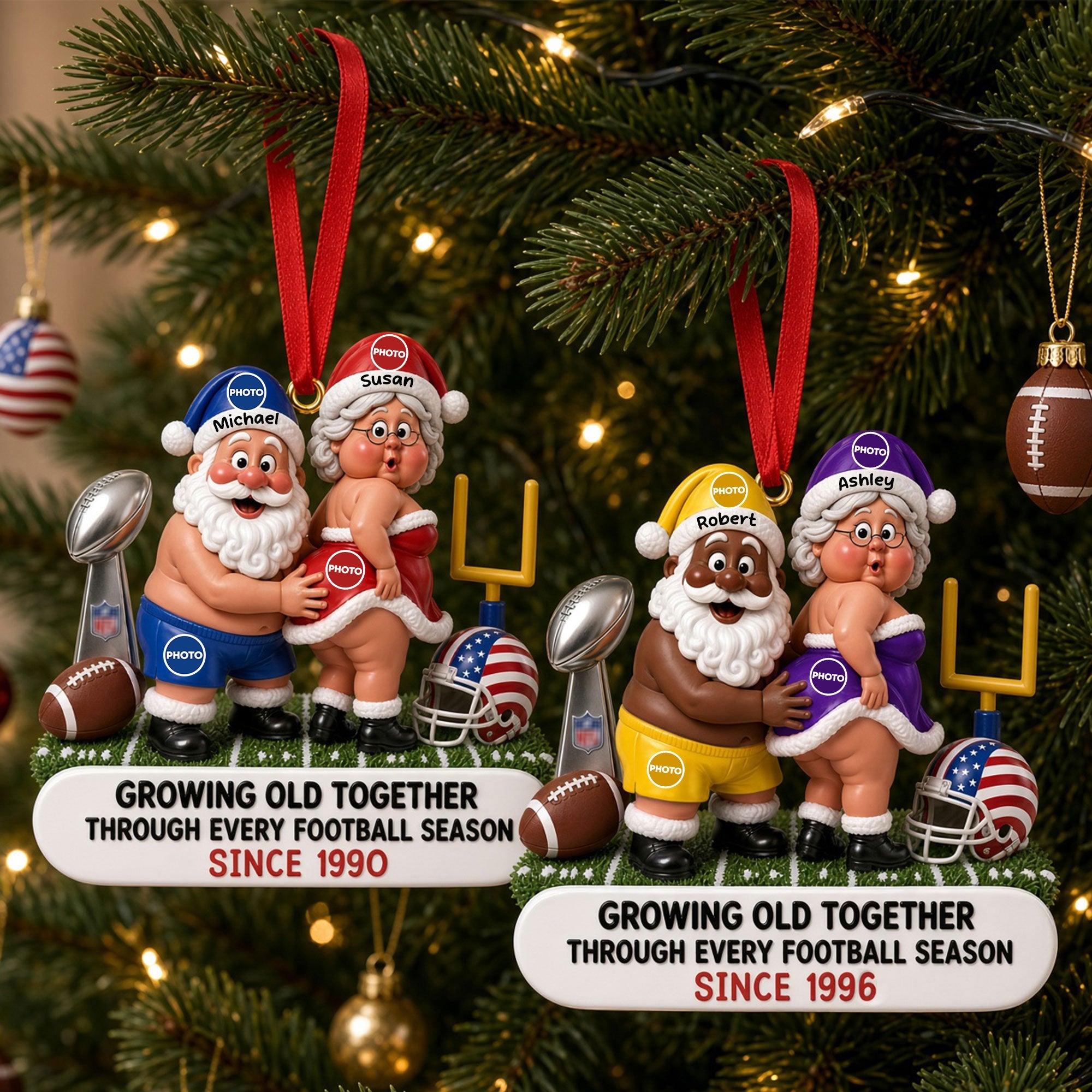 "Growing Old Together: Celebrate Love and Laughter - Personalized Ornament for Sports Lovers" Ornament PopCulturePrints