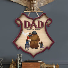 Load image into Gallery viewer, Personalized Harry Potter-Themed Dad Shield Sign - Manager of Mischief
