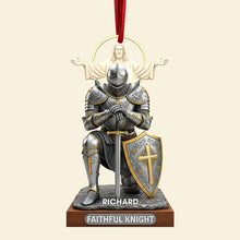 Load image into Gallery viewer, &quot;Honor Your Faith, Celebrate the Season&quot; - Faithful Knight Christmas Ornament - Personalized Gift for Christians, Ideal for Friends and Family Ornament PopCulturePrints
