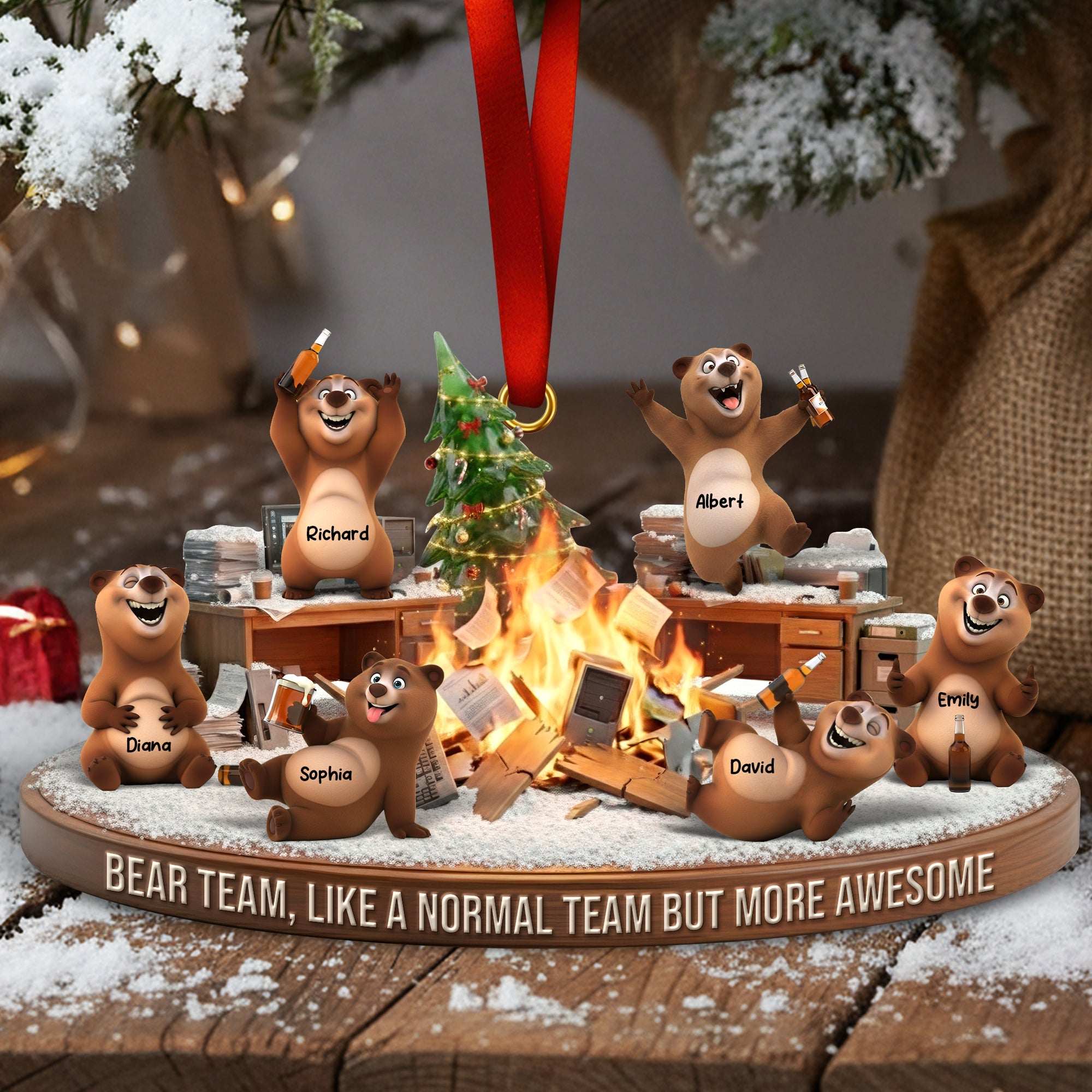 Bear Team Ornament - Personalized Gift for Coworkers - Perfect for Team Celebrations Ornament PopCulturePrints