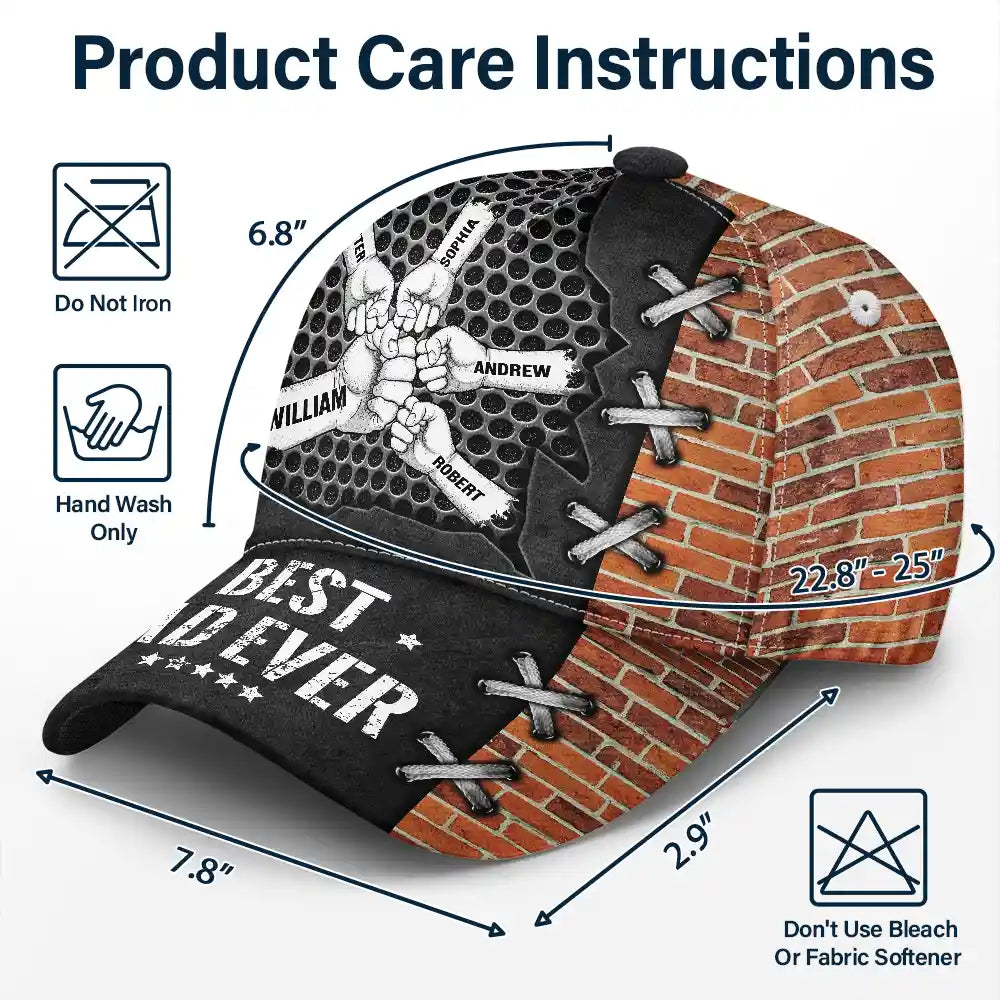 Best Dad Ever Fist Bump Silver - Personalized Classic Cap Classic Cap PopCulturePrints