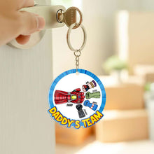 Load image into Gallery viewer, Custom Super Dad Keychain: Daddy&#39;s Team Keychains PopCulturePrints

