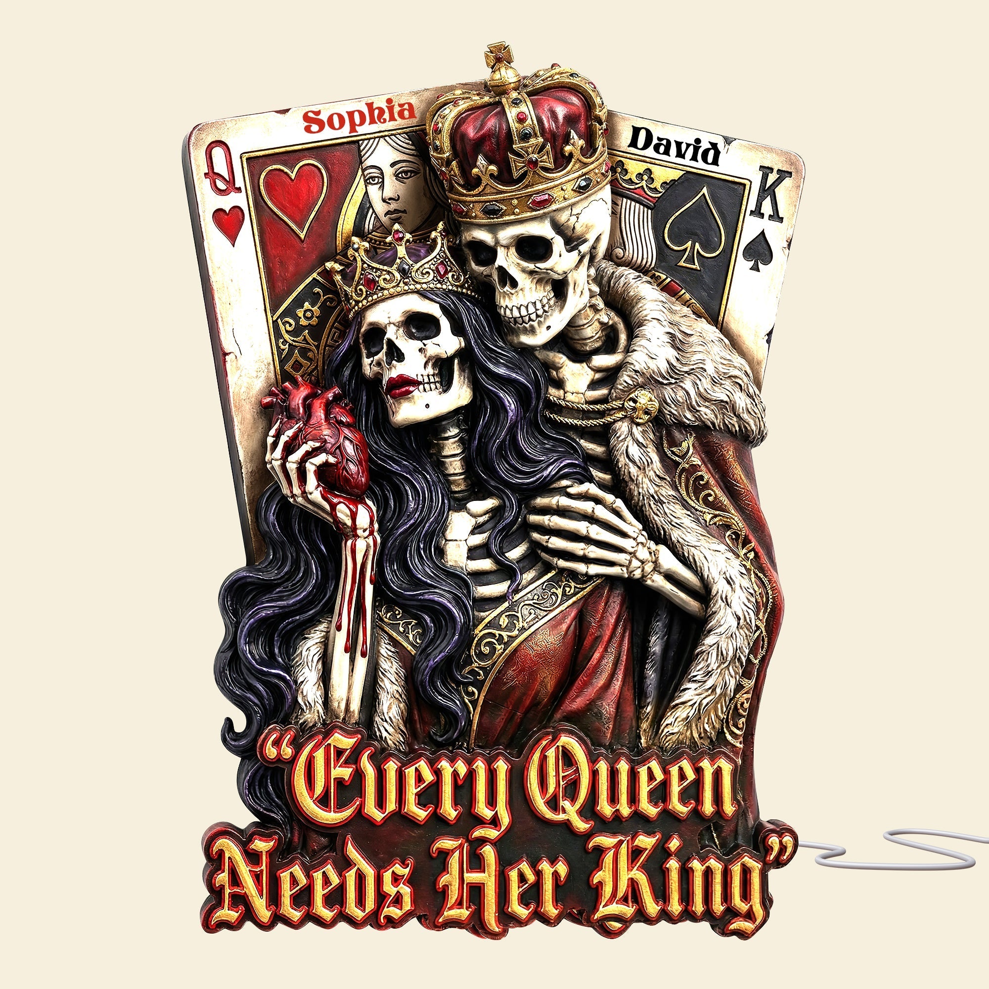 "Every King Needs His Queen" - Personalized Skeleton Couple Light Box - Perfect Gift for Couples Light Box PopCulturePrints
