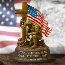 Load image into Gallery viewer, &quot;Stand for the Flag, Kneel for the Cross&quot; - Personalized Veterans Military Acrylic Plaque - Custom Gift for Veterans and Military Families Shaped Plaques PopCulturePrints
